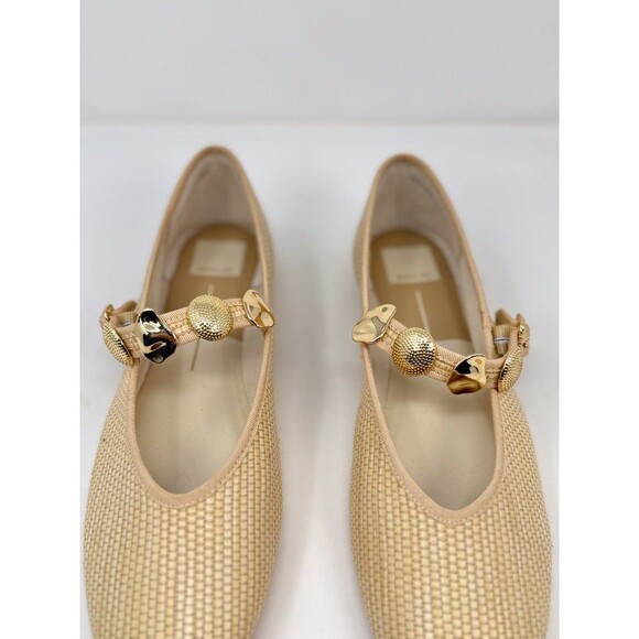 Dolce Vita Relan Womens Ballet Flats Beige Natural Raffia Mary Jane Buckle US 10 - Picture 4 of 9